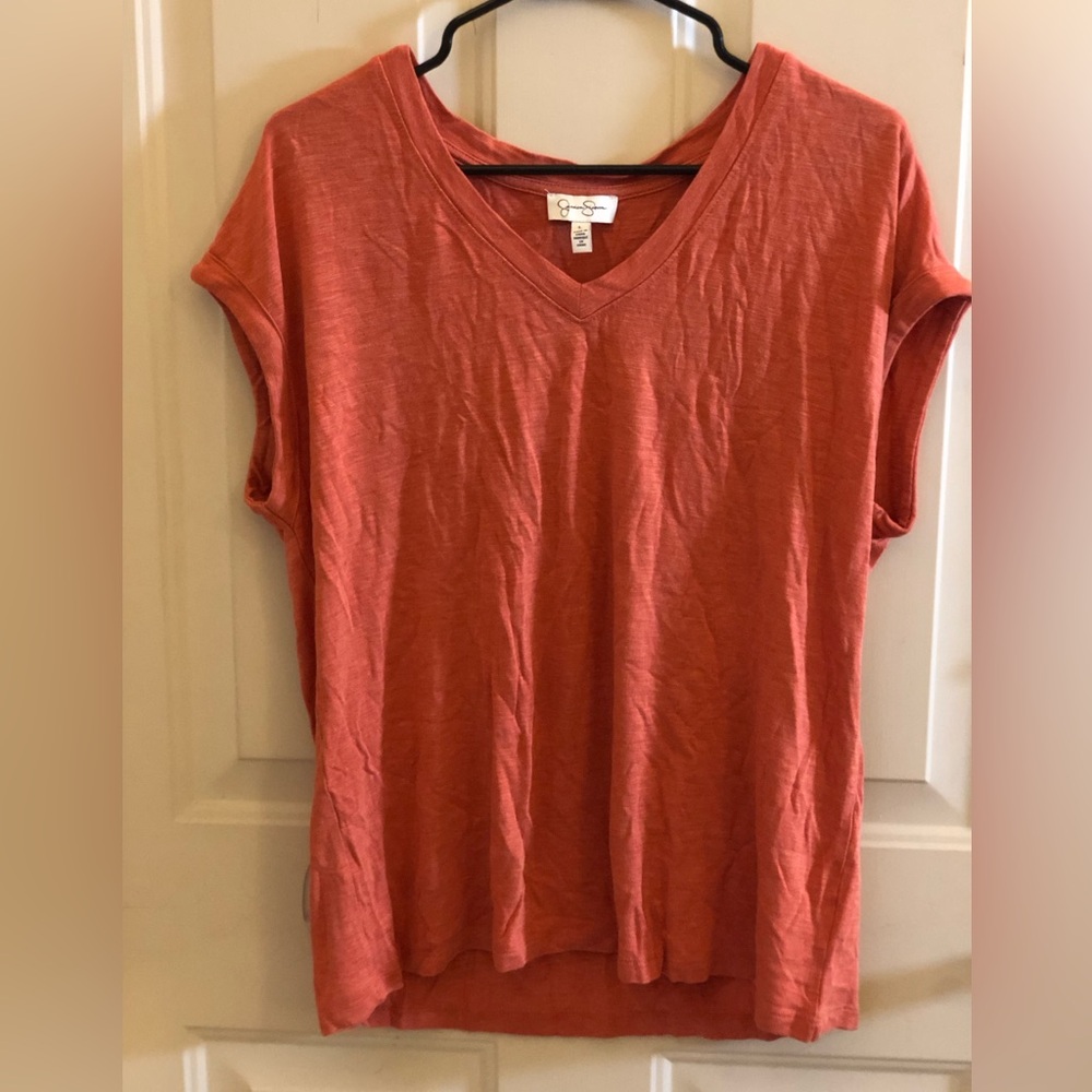 Woman’s Size L Jessica Simpson Coral Short Sleeve Shirt